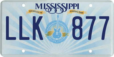 MS license plate LLK877