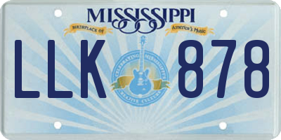 MS license plate LLK878