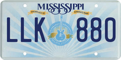 MS license plate LLK880