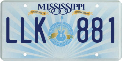 MS license plate LLK881