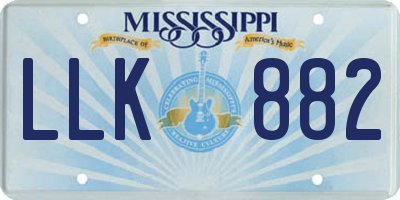 MS license plate LLK882