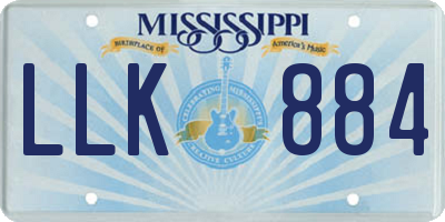 MS license plate LLK884