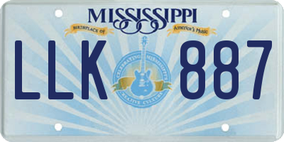 MS license plate LLK887