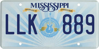 MS license plate LLK889