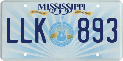 MS license plate LLK893
