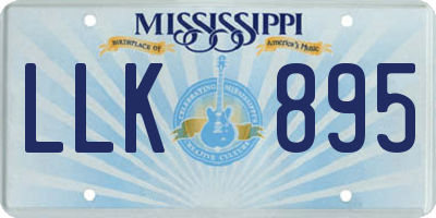 MS license plate LLK895