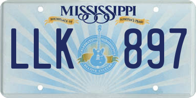 MS license plate LLK897