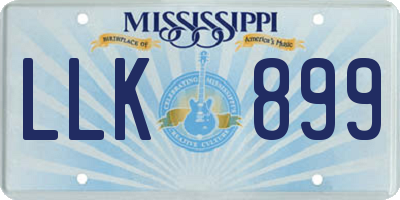 MS license plate LLK899