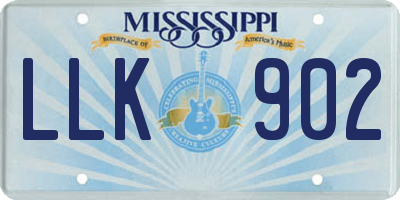 MS license plate LLK902
