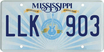 MS license plate LLK903