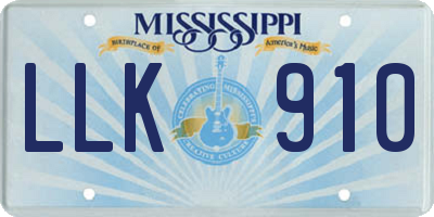 MS license plate LLK910