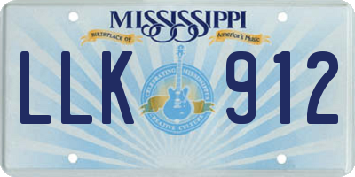 MS license plate LLK912