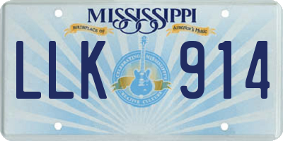 MS license plate LLK914