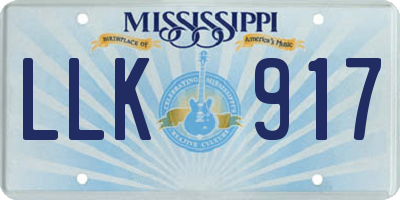 MS license plate LLK917