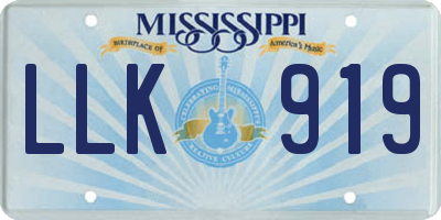 MS license plate LLK919