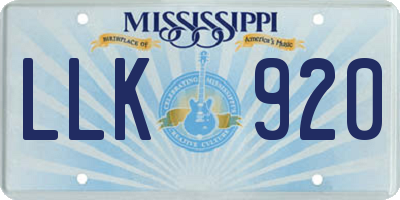 MS license plate LLK920