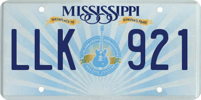 MS license plate LLK921