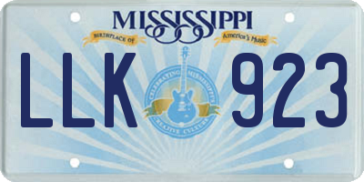 MS license plate LLK923