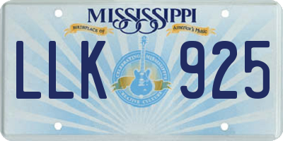 MS license plate LLK925