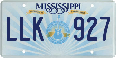 MS license plate LLK927