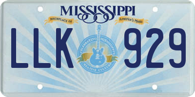 MS license plate LLK929