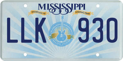 MS license plate LLK930