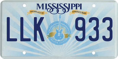 MS license plate LLK933