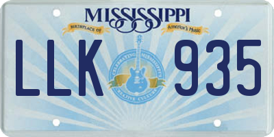 MS license plate LLK935