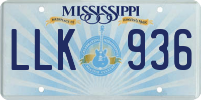 MS license plate LLK936
