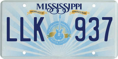 MS license plate LLK937
