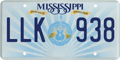 MS license plate LLK938