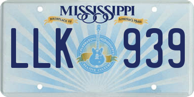 MS license plate LLK939