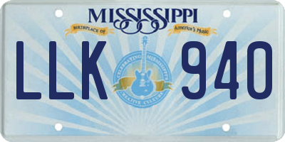 MS license plate LLK940