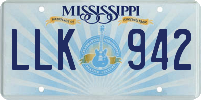 MS license plate LLK942