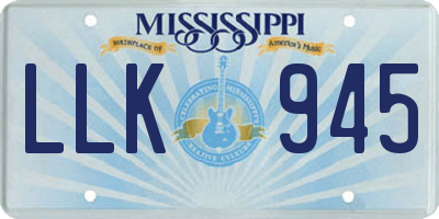 MS license plate LLK945