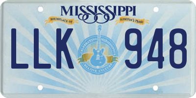 MS license plate LLK948
