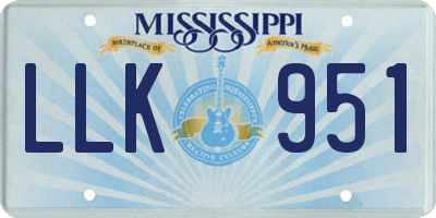 MS license plate LLK951