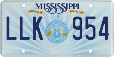 MS license plate LLK954