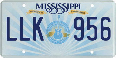 MS license plate LLK956