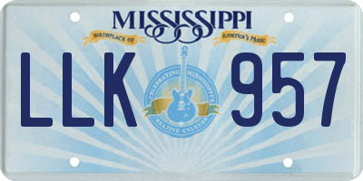 MS license plate LLK957