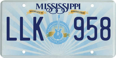 MS license plate LLK958