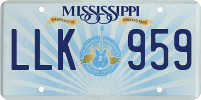 MS license plate LLK959