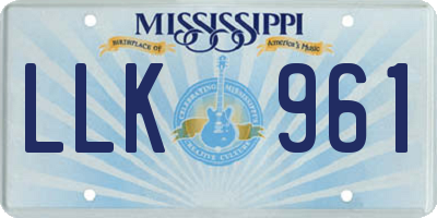 MS license plate LLK961