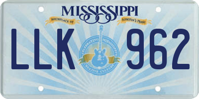 MS license plate LLK962