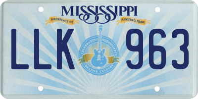 MS license plate LLK963