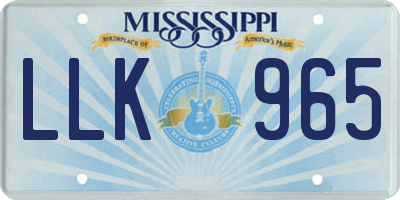 MS license plate LLK965