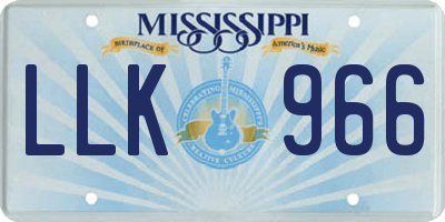MS license plate LLK966