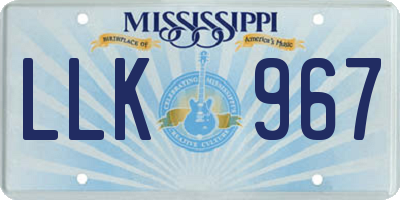 MS license plate LLK967
