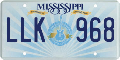 MS license plate LLK968