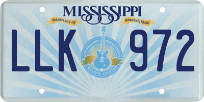 MS license plate LLK972